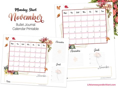 November Calendar Printable November Bullet Journal Calendar Laptrinhx
