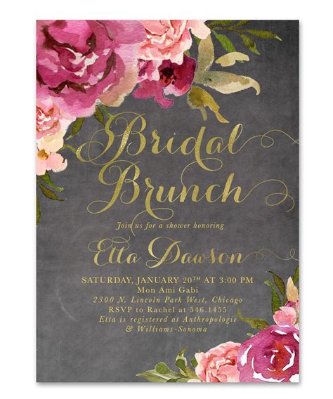 Etta Bridal Shower Brunch Invitation Burgundy Blush Pink And Gold