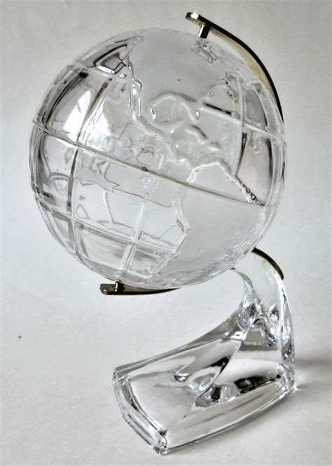 Glass World Globe On Stand Crystal Clear Made In Germany 24 Etsy