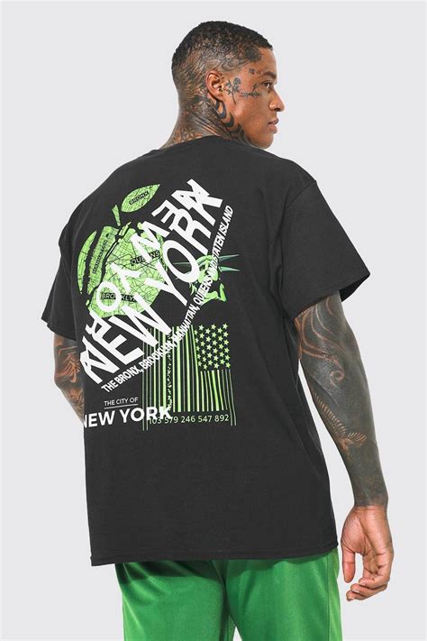 oversized new york back print t shirt boohoo