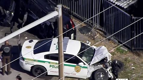 Miami Dade Police Officer Suffers Concussion After Crash 3 People Taken Into Custody Youtube