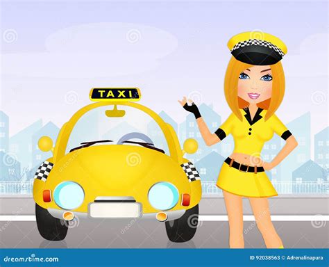 Girl Taxi Driver Stock Illustration Illustration Of Taxi 92038563