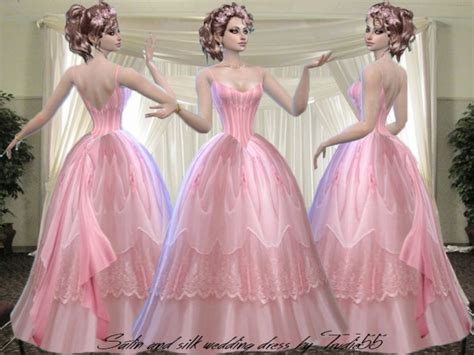 Pink Satin And Silk Wedding Dress At Trudie55 Sims 4 Updates