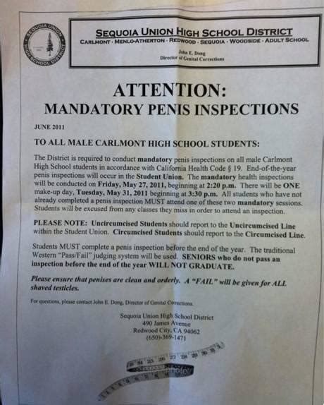 Mandatory Penis Inspection Notice Penis Inspection Day Know Your