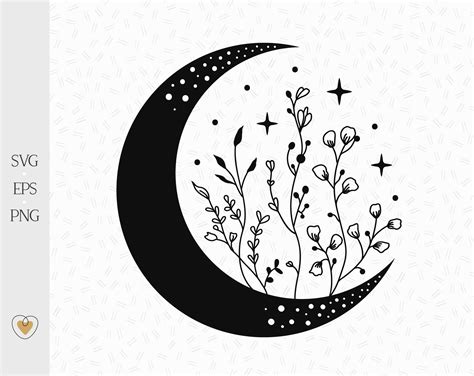 Floral Moon Moon Flower Moon Plant Crescent Moon Tattoo Crescent