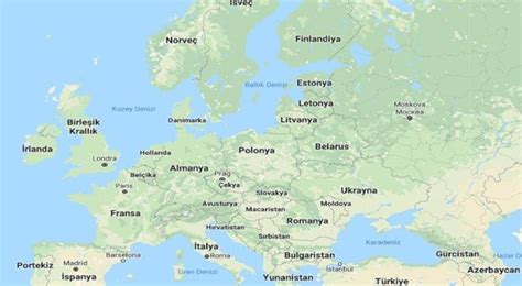 Avrupa Haritası Fiziki Siyasi Dilsiz Avrupa Kıtasında Olan Ülkeler