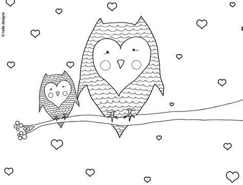 Print valentines for the whole classroom. Valentine's Day Owls Coloring Page | Coloring! | Pinterest