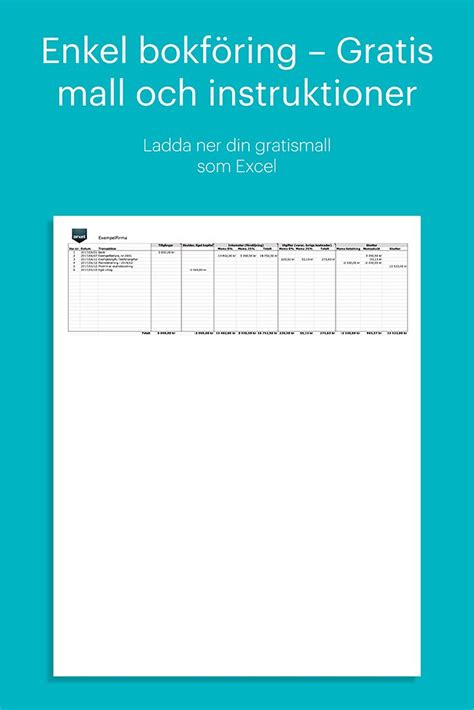 Enkel Bokföring I Excel Gratis Mall Och Instruktioner För Enskild Firma