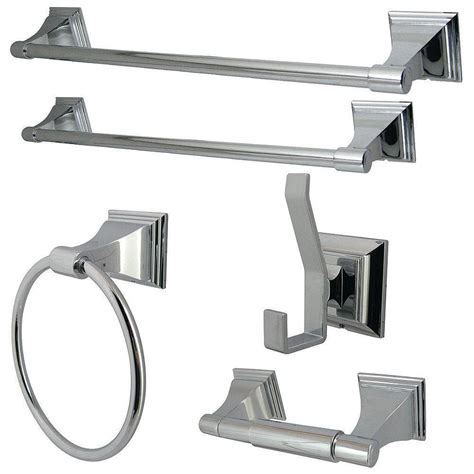 Towel bar, toilet paper holder and towel ring (1). Kingston Brass 5-Piece Bathroom Accessory Set in Polished ...