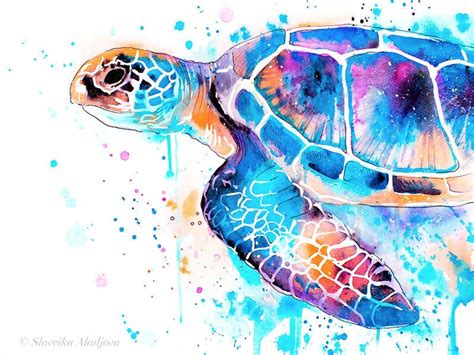 Sea Turtle Watercolor Painting Watercolor Paintings Sea Life Painting