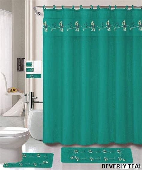 18 Piece Bath Rug Set Beverly Teal Green Design Bathroom Rugs Matching