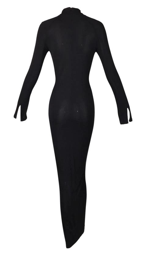 S S 1998 Gucci Tom Ford Runway Semi Sheer Black Bodystocking Gown Dress At 1stdibs Gucci