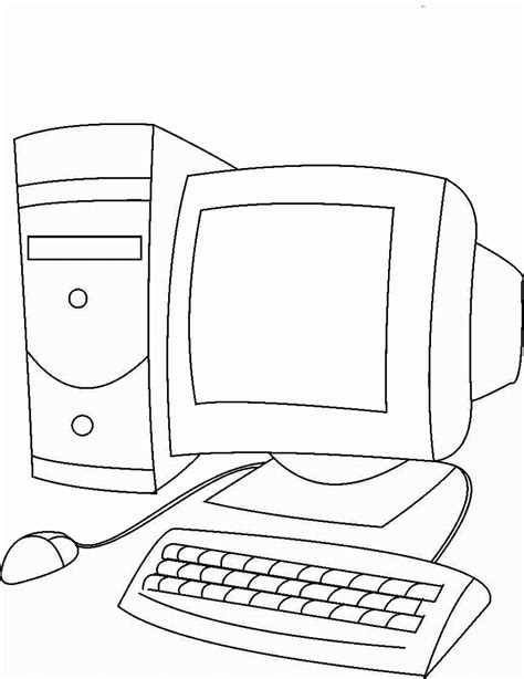 Computer Coloring Pages Kids Computers Print Printable Worksheets Para