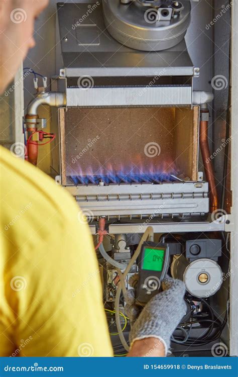 Maintenance Repair Adjustment Gas Heater Master Service Stock Photo
