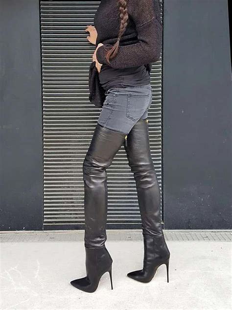 Thigh High Stretch Overknee Boots With Back Zip 5inch Heel Height And