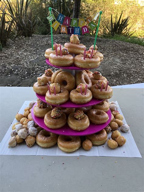 Birthday Donut Tower Donut Tower Cake Donuts Birthday Donuts