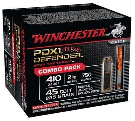 winchester pdx1 defender combo pack 10 rounds 410 gauge 2 5 inch 3 discs 12 bbs 20rd box 45