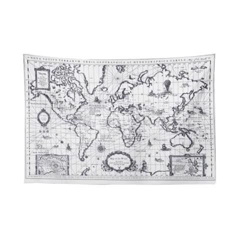 Dilas Home Monotone Vintage World Map Print Wall Hanging Tapestry Table