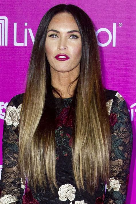 Megan Fox Straight Dark Brown Flat Ironed Ombré Two Tone Hairstyle