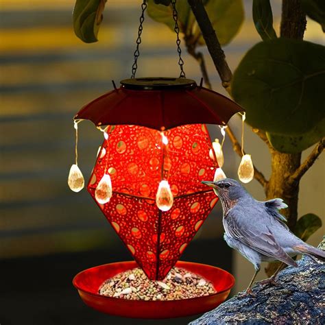 Iron Solar Bird Bird Feeder Feeder Ground Lamp Umbrella Drip Drop Garden Bird Feeders For