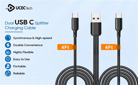 Ucec Dual Usb C Cable 4ft Usb A To Usb Type C Splitter