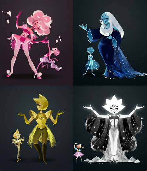 pink blue yellow and white diamond pearl steven universe art pearl steven universe