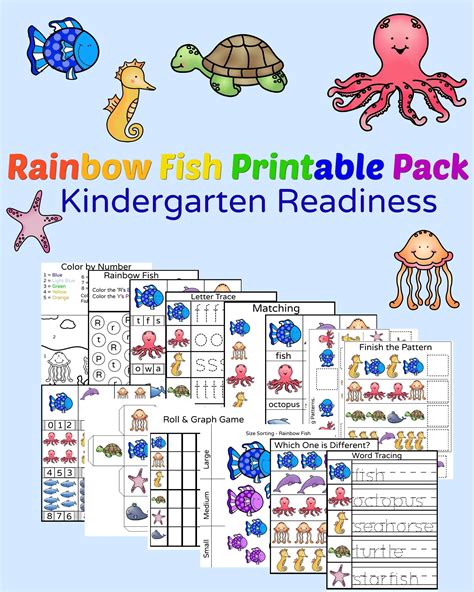 Rainbow Fish Inspired Kindergarten Readiness Pack Ocean Etsy In 2021