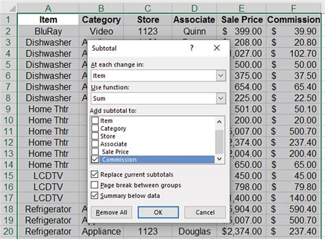 Insert Subtotals In Excel