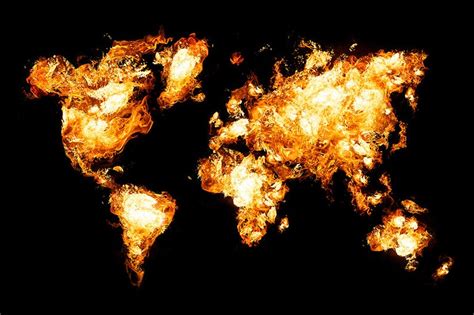 Flame Fire World Map Large Wall Mural Self Adhesive Vinyl Etsy