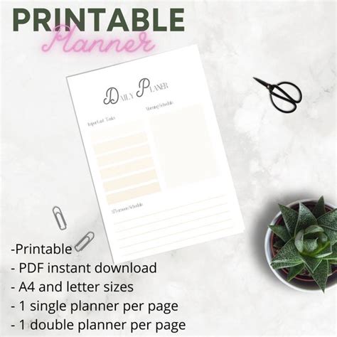 Daily Planner Printable Planner Nude Tones Etsy