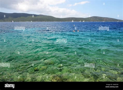 Turquoise Water Near Beach On Mediterranean Turkish Resort Bodrum