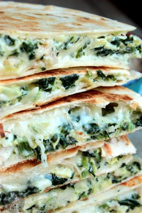 Reduce heat to medium, add in the spinach, and cook until wilted, turning often. Spinach and Artichoke Chicken Quesadillas | Frozen spinach ...