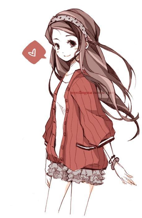 Cute Anime Girl With Light Brown Hair And A Red Sweater