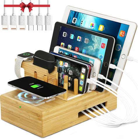 Bamboo Charging Station For Multiple Devices Darfoo Docking Station