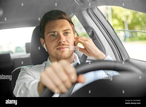 Transport Vehicle And People Concept Man Or Driver With Wireless