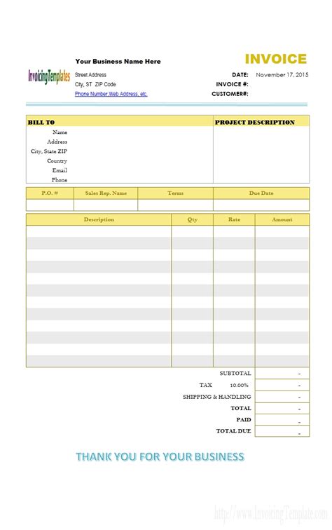 Simple Bill Format Empty Invoice Template Ideas