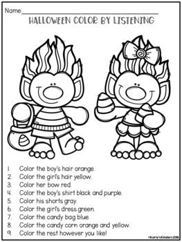 Halloween Color by Listening (A Following Directions Activity) | TpT