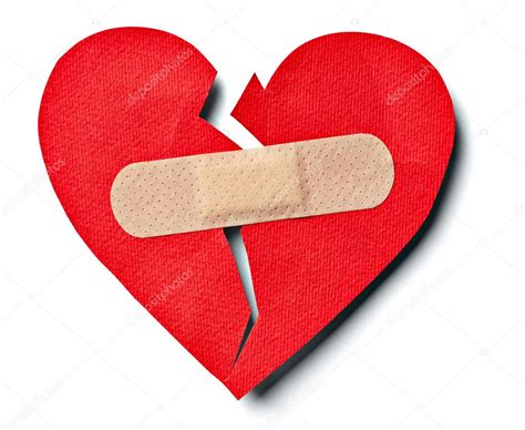 Broken Heart Love Relationship And Plaster Bandage — Stock Photo