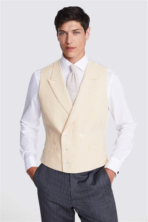 Tailored Fit Yellow Linen Waistcoat Buy Online At Moss