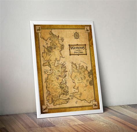 Game Of Thrones Map Westeros Map Map Of Essos Game Of Etsy