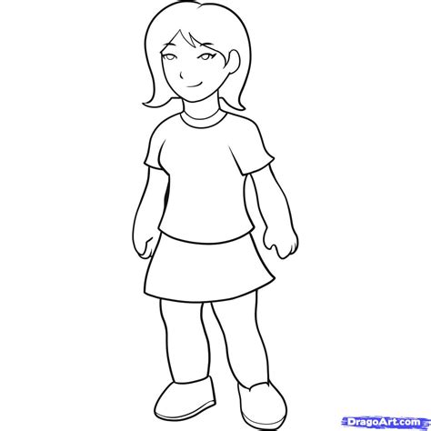 How To Draw A Girl For Kids Step By Step People For Kids For Kids