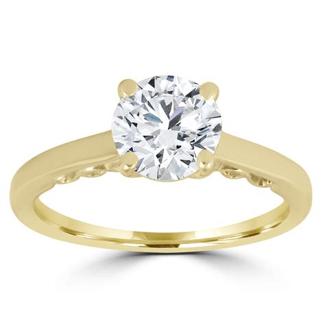 1 ct diamond round brilliant cut solitaire engagement ring 14k yellow gold