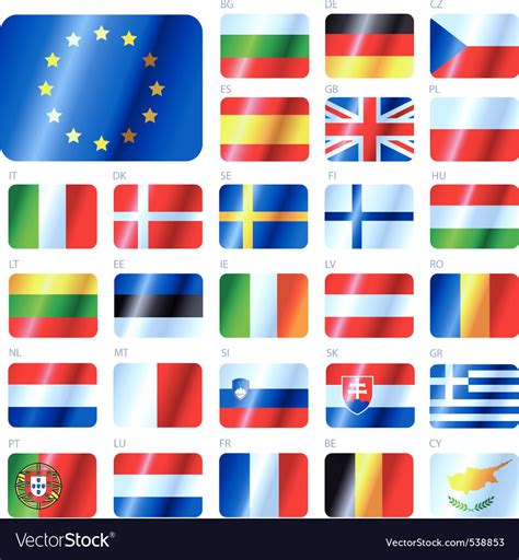 European Union Flags Royalty Free Vector Image