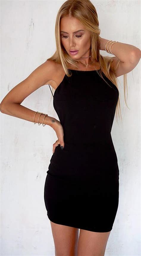 Sexy Pure Color Backless Short Bodycon Little Black Dress Meet Yours