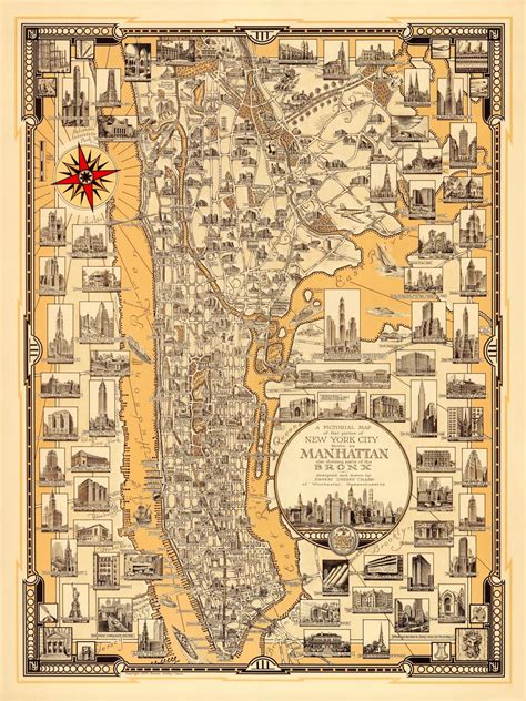 Map Of Manhattan Old Historical And Vintage Map Of Manhattan