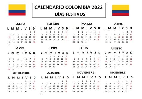 Calendario Colombia 2022 Estos Son Los Días Festivos Del Año Puentes