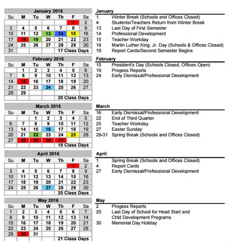 8 School Calendar Templates Free Samples Examples And Format Sample