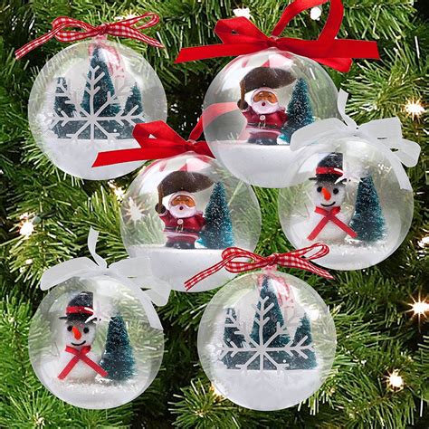 6 Christmas Ornaments Snow Filled Snow Globe Ornaments 3