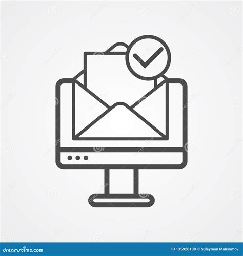 Computer With Mail Vector Icon Sign Symbol Stock Vector Illustration