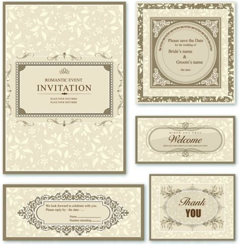 Free Elegant Wedding Invitation Card Design Vector 01